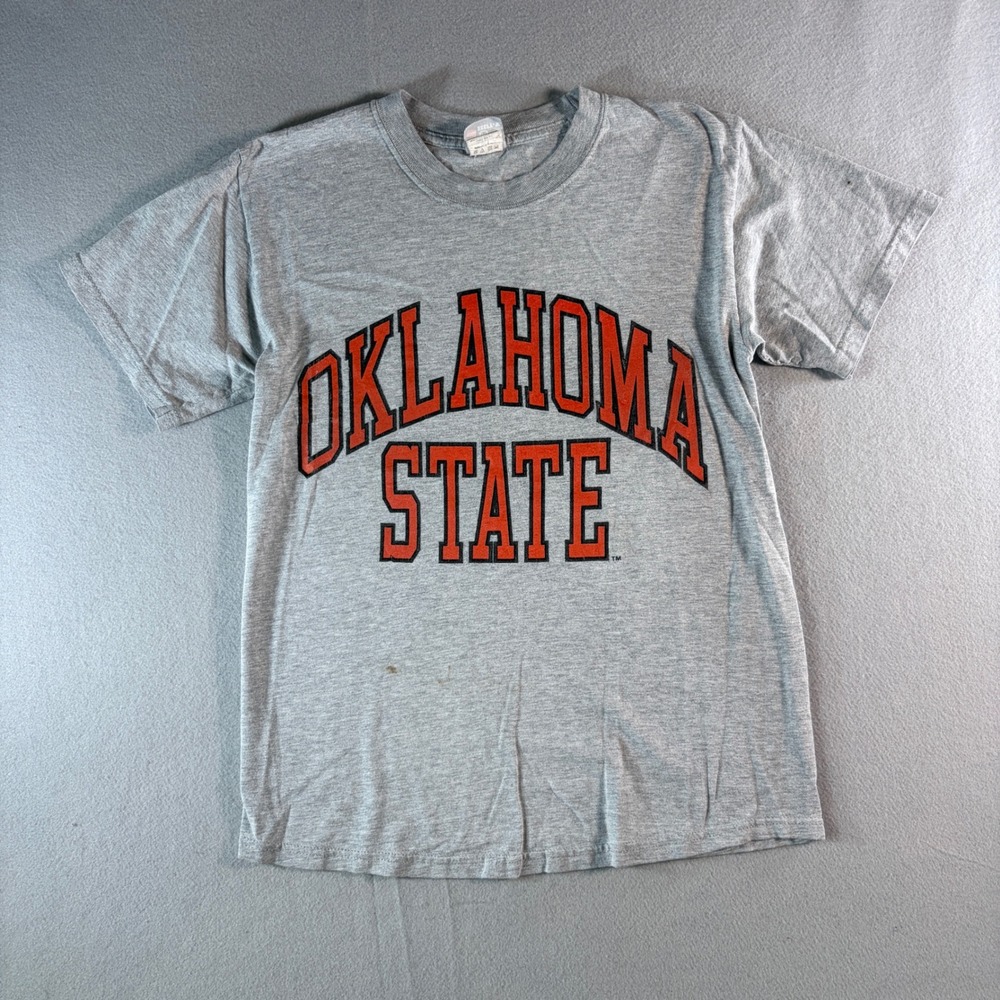 90s Oklahoma State Cowboys Mens Small Gray Graphic T-Shirt NCAA Collegiate